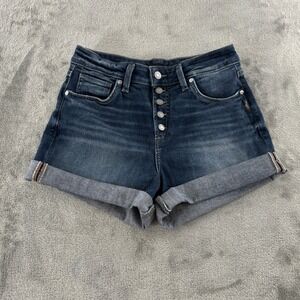 Silver Jeans Avery High Rise Denim Short Womens 27 Medium Stretch Button Fly
